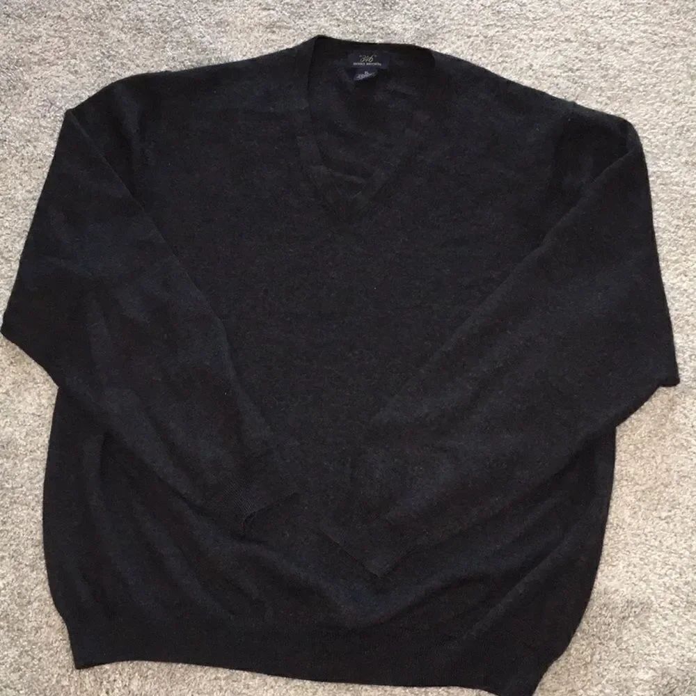 Vintage brooks brothers v neck charcoal gray wool blend fall golf sweater XL
